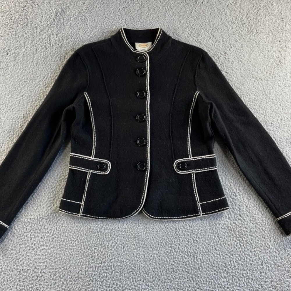 Talbots Black Merino Wool Military Coat 🆕 - Picture 8 of 8